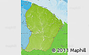 Physical Map of French Guiana, political shades outside, shaded relief sea