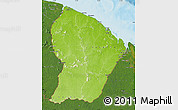 Physical Map of French Guiana, satellite outside, shaded relief sea