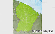 Physical Map of French Guiana, semi-desaturated, land only