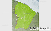 Physical Map of French Guiana, semi-desaturated