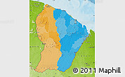 Political Map of French Guiana, physical outside