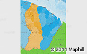 Political Map of French Guiana, political shades outside