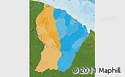 Political Map of French Guiana, satellite outside, bathymetry sea