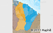 Political Map of French Guiana, semi-desaturated, land only