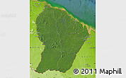 Satellite Map of French Guiana, physical outside, satellite sea