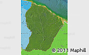 Satellite Map of French Guiana, political shades outside, satellite sea