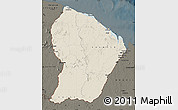 Shaded Relief Map of French Guiana, darken