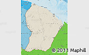 Shaded Relief Map of French Guiana, political shades outside, shaded relief sea