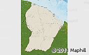 Shaded Relief Map of French Guiana, satellite outside, shaded relief sea