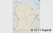 Shaded Relief Map of French Guiana, semi-desaturated