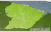 Physical Panoramic Map of French Guiana, darken