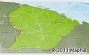 Physical Panoramic Map of French Guiana, semi-desaturated, land only