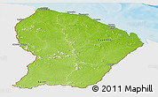 Physical Panoramic Map of French Guiana, single color outside