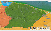 Satellite Panoramic Map of French Guiana, political outside, satellite sea