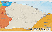 Shaded Relief Panoramic Map of French Guiana, political outside, shaded relief sea