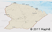 Shaded Relief Panoramic Map of French Guiana, single color outside