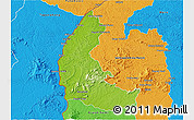 Physical 3D Map of Apatou, political outside
