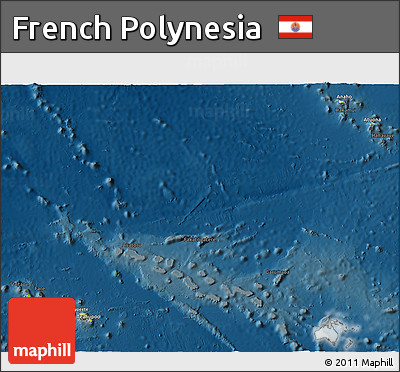 Physical 3D Map of French Polynesia, darken
