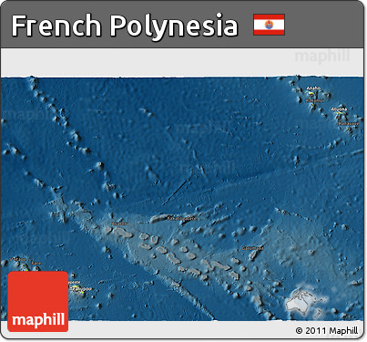 Physical 3D Map of French Polynesia, darken