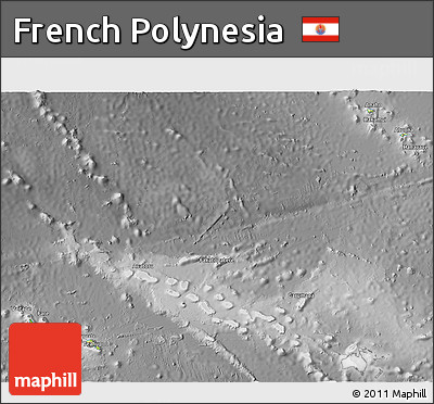 Physical 3D Map of French Polynesia, desaturated