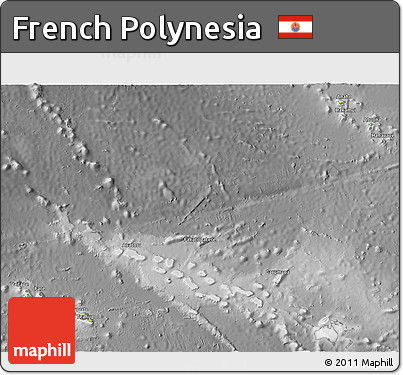 Physical 3D Map of French Polynesia, desaturated