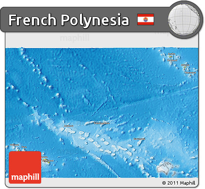 Physical 3D Map of French Polynesia, desaturated, land only