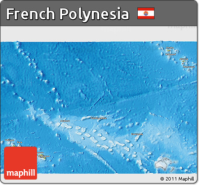 Physical 3D Map of French Polynesia, desaturated, land only