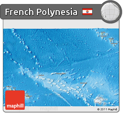 Physical 3D Map of French Polynesia