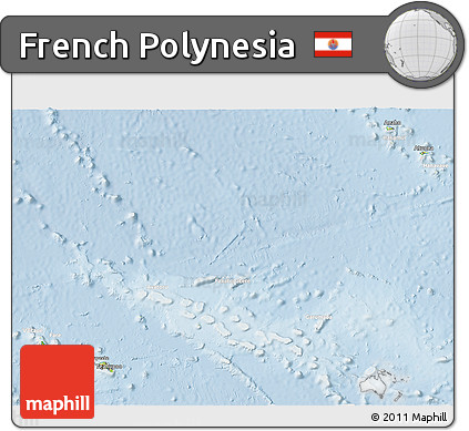 Physical 3D Map of French Polynesia, lighten
