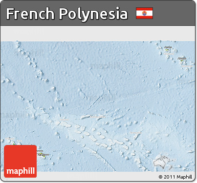Physical 3D Map of French Polynesia, lighten