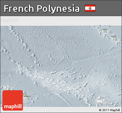 Physical 3D Map of French Polynesia, lighten, semi-desaturated