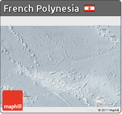 Physical 3D Map of French Polynesia, lighten, semi-desaturated