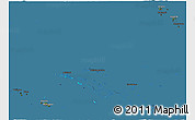 Satellite 3D Map of French Polynesia, darken, semi-desaturated, land only