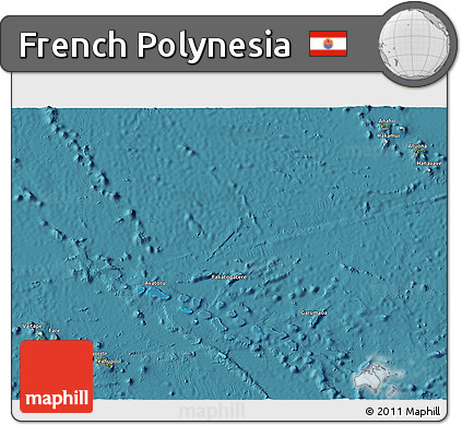 Satellite 3D Map of French Polynesia, political outside, satellite sea