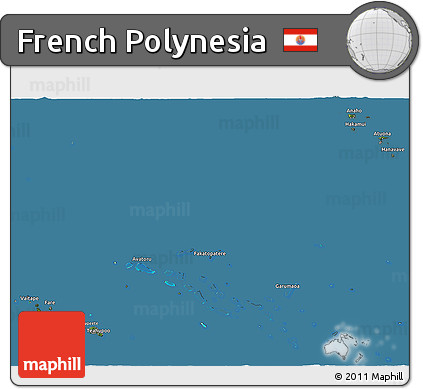 Satellite 3D Map of French Polynesia, semi-desaturated, land only