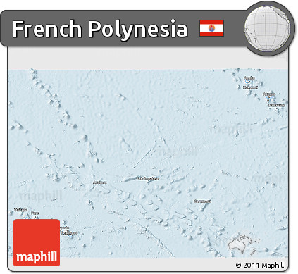 Silver Style 3D Map of French Polynesia