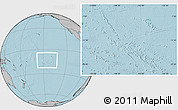 Blank Location Map of French Polynesia, gray outside, hill shading outside