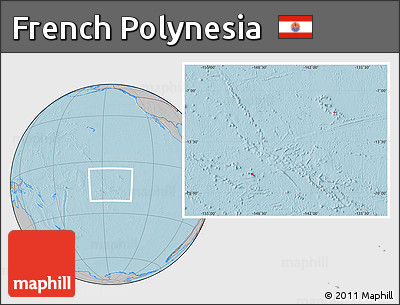 Gray Location Map of French Polynesia, hill shading