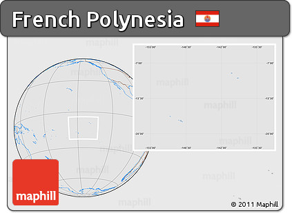 Gray Location Map of French Polynesia, lighten, desaturated