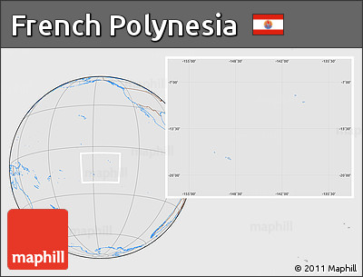 Gray Location Map of French Polynesia, lighten, desaturated