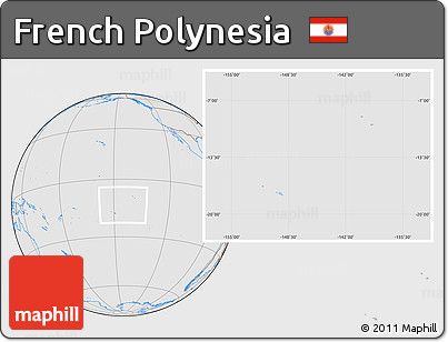Gray Location Map of French Polynesia, lighten, desaturated