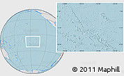 Gray Location Map of French Polynesia, lighten, land only, hill shading