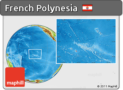 Physical Location Map of French Polynesia