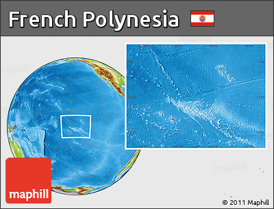 Physical Location Map of French Polynesia