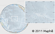 Physical Location Map of French Polynesia, lighten, semi-desaturated