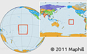 Political Location Map of French Polynesia, within the entire continent