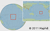 Savanna Style Location Map of French Polynesia, within the entire continent, hill shading