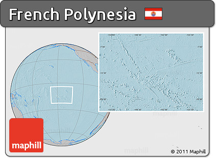 Shaded Relief Location Map of French Polynesia, gray outside, hill shading