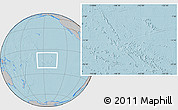 Shaded Relief Location Map of French Polynesia, gray outside, hill shading