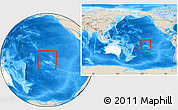 Shaded Relief Location Map of French Polynesia, highlighted continent, within the entire continent